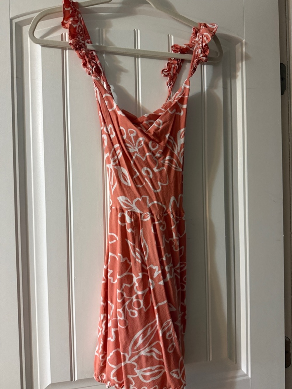 Women's Coral Floral Sundress with Ruffle Straps